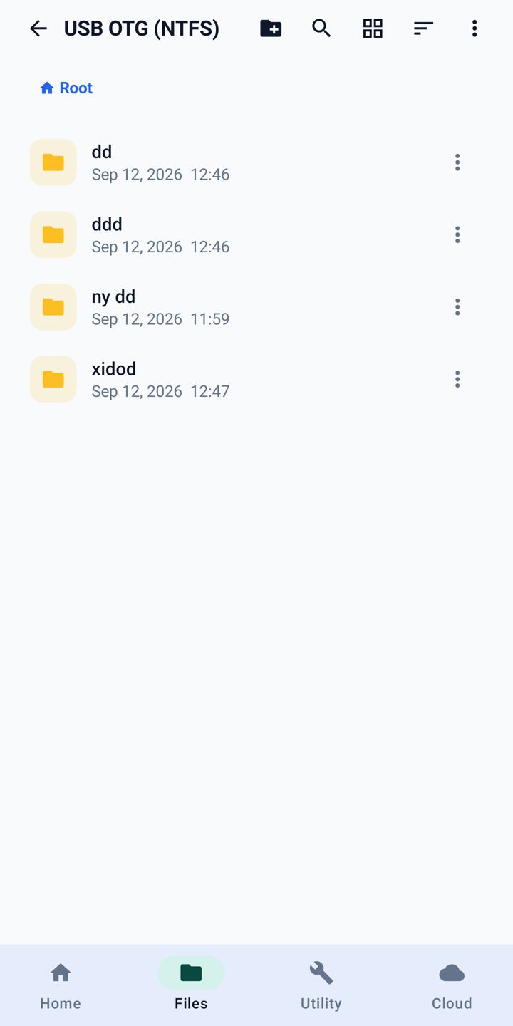 File list on an NTFS USB OTG drive