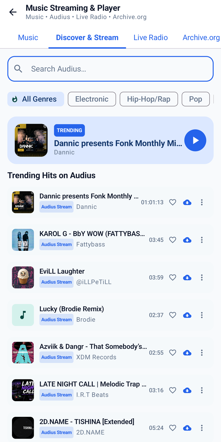 Music streaming and player